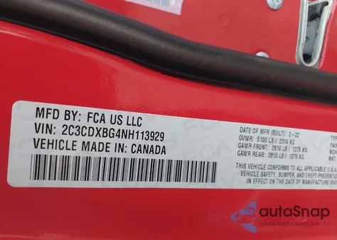 2022 Dodge Charger Sxt Rwd из США, поврежденный, VIN 2C3CDXBG4NH113929